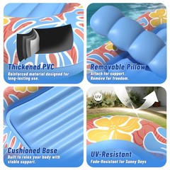 Inflatable Tanning Pool Lounger Float with Sprinkler, XXL Large Pool Floats A…