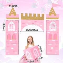 13 Pcs Princess Party Decorations Pink Princess Cardboard Castle Playhouse Large