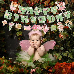 3 Pcs Fairy Birthday Party Decorations Green Glitter Happy Birthday Banner Color