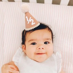 Baby Half Birthday Cone Hat – Baby 1/2 Birthday Hat, Six Months Party Hat Out…