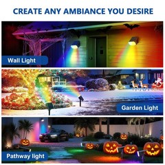Color Changing Solar Spot Lights Outdoor Waterproof IP65,9 Lighting Modes Mul…