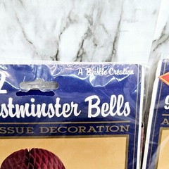 9″ Westminster Bells Art Tissue Decoration Burgundy Vintage USA Made 4 Total