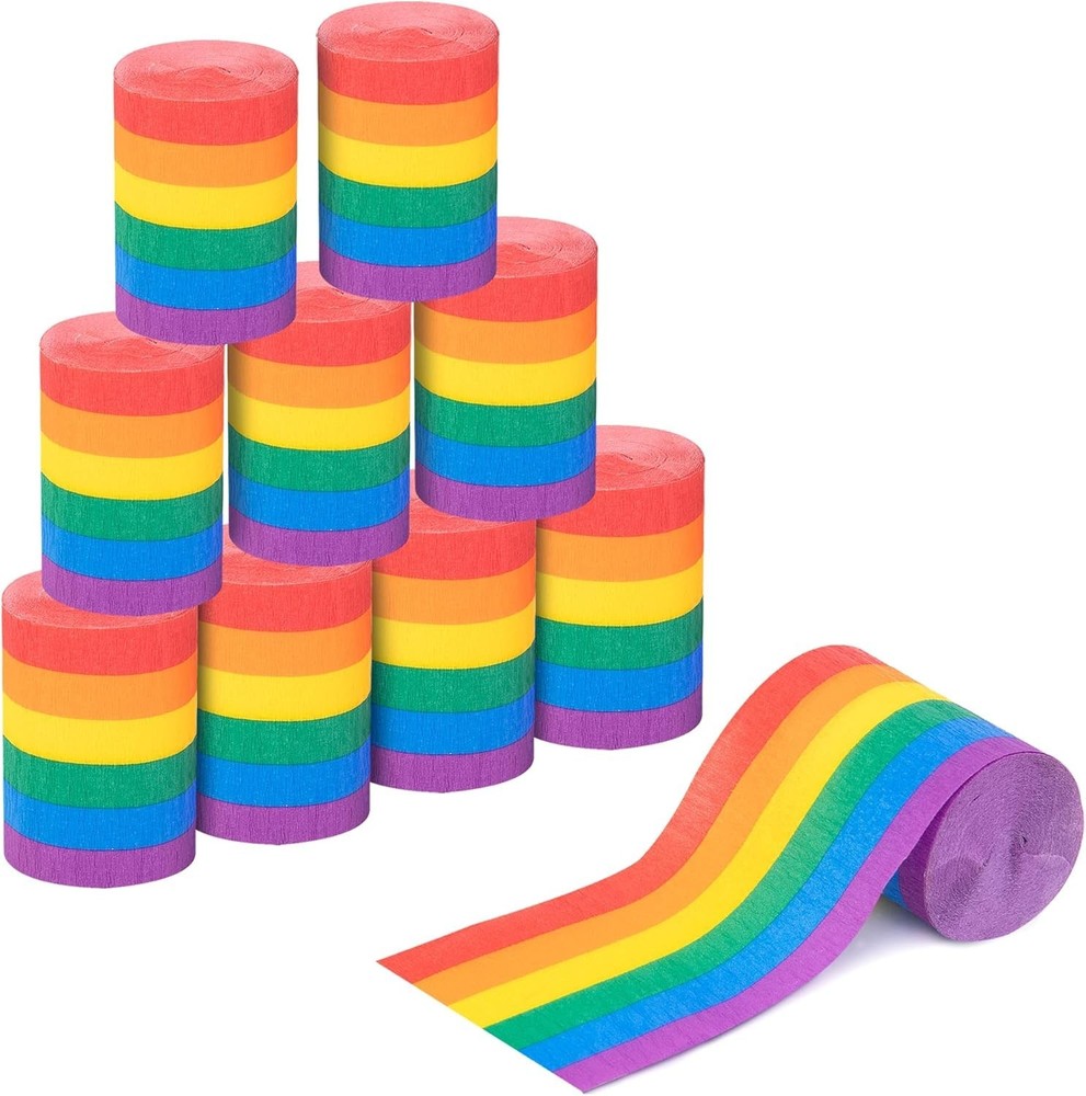 Rainbow Crepe Paper Streamers 12 Rolls 394 ft Colorful for Pride Day