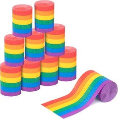 Rainbow Crepe Paper Streamers 12 Rolls 394 ft Colorful for Pride Day