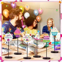 6 Pcs Colorful Birthday Party Decoration Happy Birthday Table Standing Sign Deco