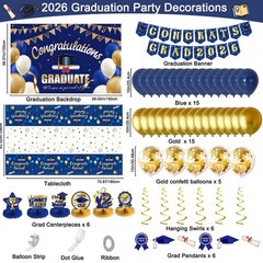 Blue and Gold Graduation Decorations 2026, Class of 2026 Graduation Party Dec…