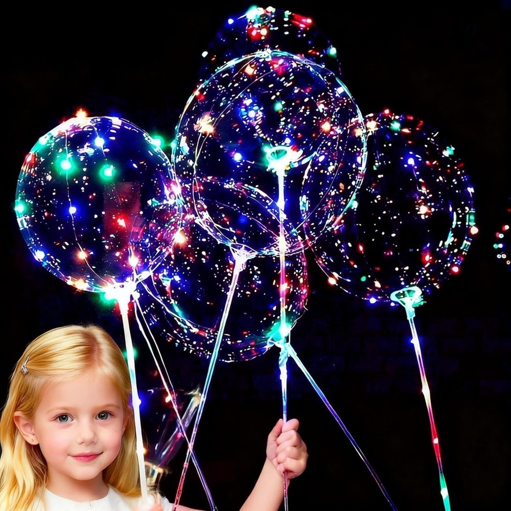 LED Light Up Bobo Balloons with Sticks,6 Packs Flashing Handles,20 Inches Bub…