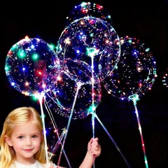 LED Light Up Bobo Balloons with Sticks,6 Packs Flashing Handles,20 Inches Bub…