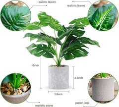 2pcs Fake Plants 16″ Faux Artificial Tropical Indoor for Green
