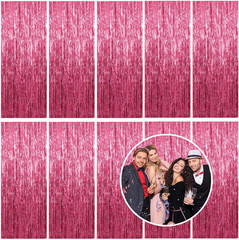 10 Pack Foil Curtain Backdrop Pink Metallic Tinsel Foil Fringe Curtains Photo Bo