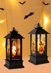 Halloween Candle Lanterns LED Lantern Lights Ghost Witch Pumpkin 2 pcs