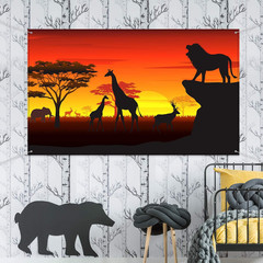 African Safari Backdrop Banner 72.8×43.3in Jungle Photo Booth Party Scene Decor!