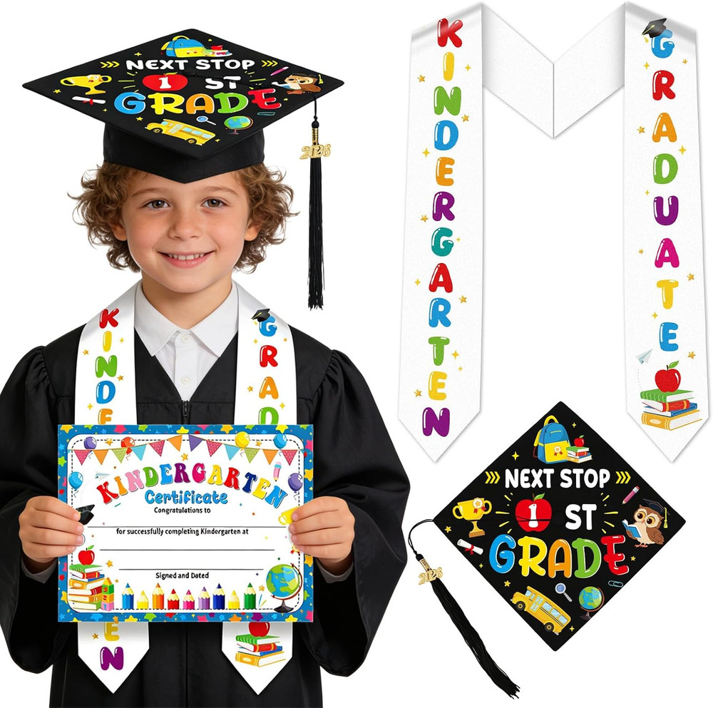 Kindergarten Graduation Stole Cap – 5 Pcs Preschool Graduation Sash Decorations