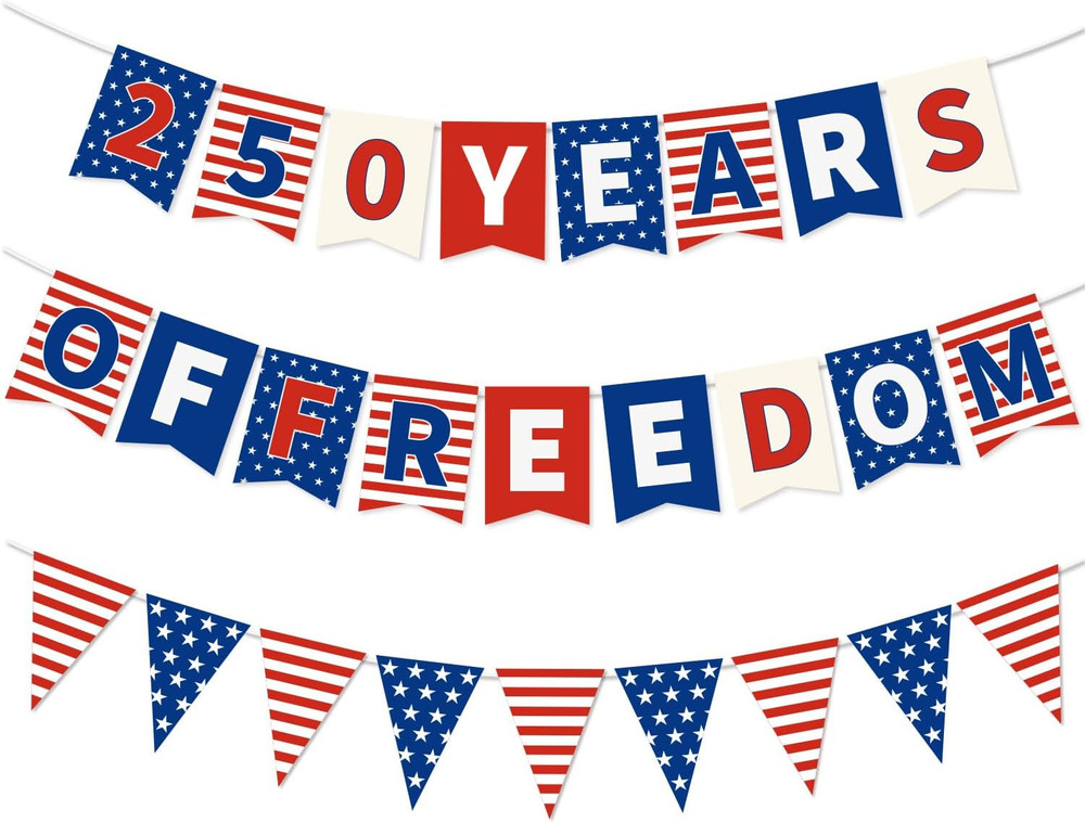 4th of July Decorations – USA 250th Anniversary – Independence Day Banner Set…