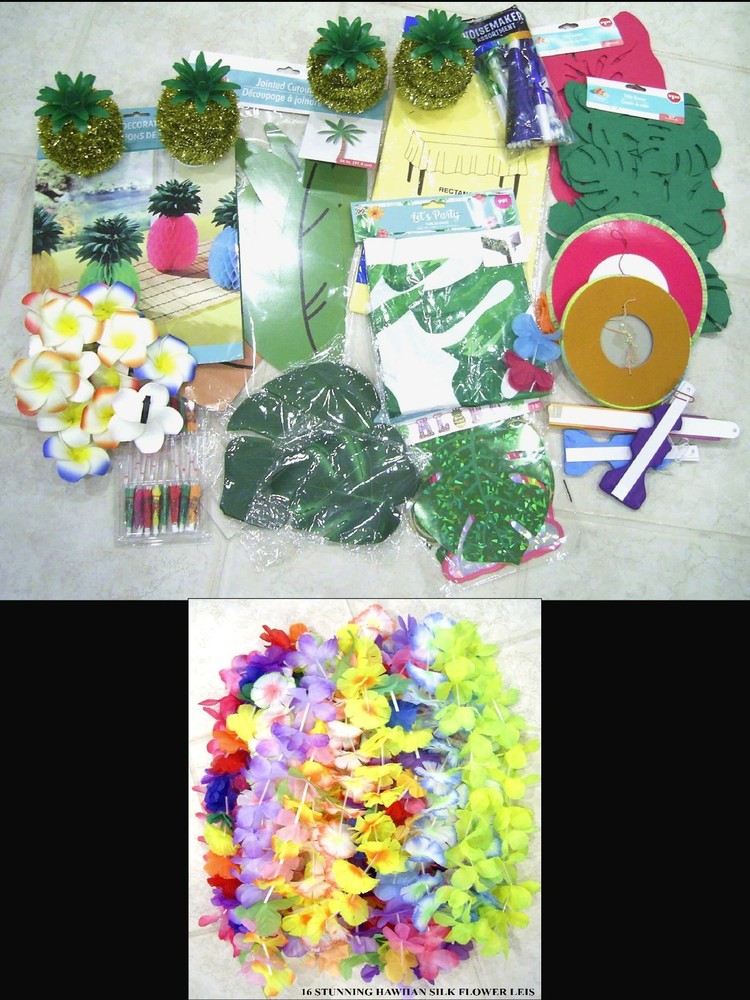 NEW Tropical Hawaiian Luau Beach Theme Party Decorations Supplies 37+PCS