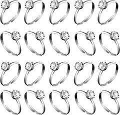 Whaline 36 Packs Silver Diamond Engagement Rings Bridal Shower 36