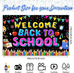 Back to School Banner Backdrop for Classroom and Party Decorations