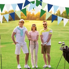 49.21 ft 60 Pieces Golf Party Pennant Banner Flags Decor Gingham String Trian…