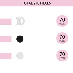 200 PCS Number 10 Confetti 10th Birthday Black Silver Dots Table Scatter