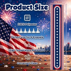 Durable Patriotic Table Runner – Ideal for July 4th Celebrations & Memorial Day