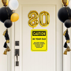 80Th Birthday Decorations – 9 Pcs 80S Old Zone Party Decorations, Funny Yard