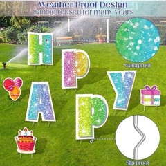 25 Pcs Extra Large 19.7 Inch Happy Birthday Yard Signs with Solar LED Light…