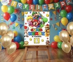 Personalised Printed Mario Game Birthday Foam Board Event Welcome Sign A3