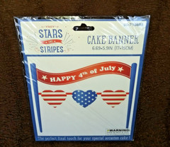 Holiday Patriotic July 4th Cake Banner and 4Can Cooler Set