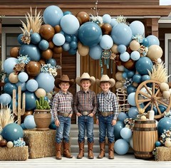 Dusty Blue Brown Balloon Arch Kit Double Pastel Baby Blue Dark Brown Tan Coff…