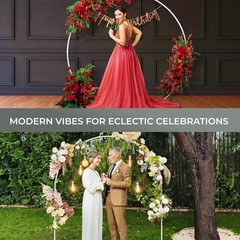 Convertible 6.5 FT Round Backdrop Stand – Heavy Duty Balloon Arch Stand with 2 W