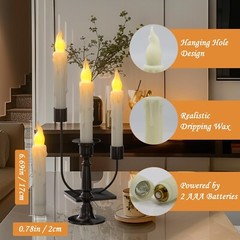 PChero 6pcs Flameless Taper Candles with Timer, 6.7″ LED Battery Operated Tap…