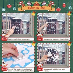 KESOTO 96PCS Christmas Decorations, Snowflake Window Clings, Glueless White