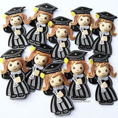 10 pc GRADUATION FOAM DECORATION CENTERPIECE Girl RECUERDOS CAP & GOWN 2025