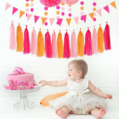 Hot-Pink Burnt-Orange Fall Party Decorations – 23Pcs Birthday Baby Shower Tissue