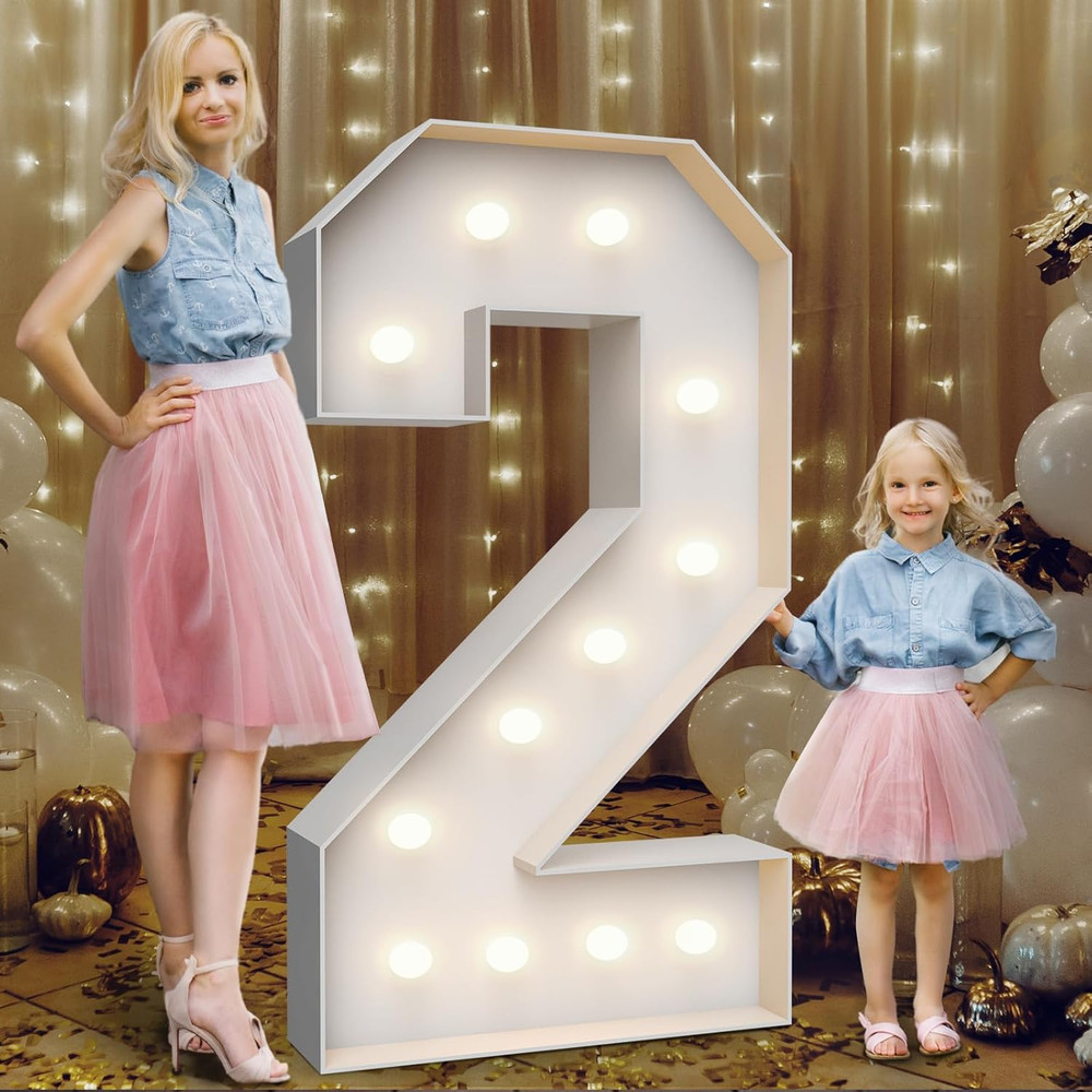4FT Marquee Light up Numbers 2,Party Decoration Large Marquee Light up Letters w