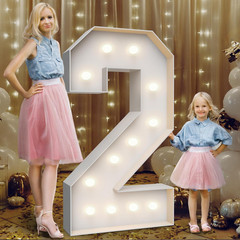 4FT Marquee Light up Numbers 2,Party Decoration Large Marquee Light up Letters w
