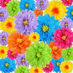 18 Pcs Mexican Paper Flowers Colorful Fiesta Tissue Paper Flowers Pom Poms Me…