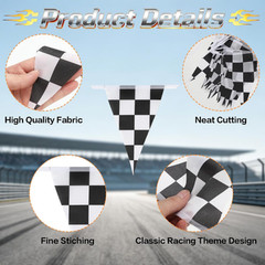Checkered Flag Banner 33Ft Racing Pennant Flags for Nascar Race Car Sports