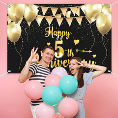 6X4Ft Happy 5Th Anniversary Banner Backdrop – 5 Wedding Anniversary Decorations