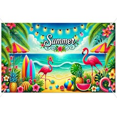 Summer Beach Banner 71×43 Inches Summer Backdrop Beach Party Decorations Hawa…
