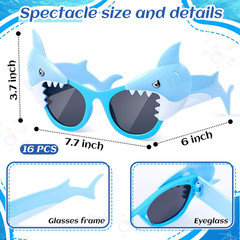 32 Pcs Shark Glasses Sharks Party Sunglasses Silicone Bracelet Ocean Photo Booth