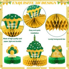 12 Pcs Green and Gold Decorations Table Decoration Happy Desktop Decoration H…