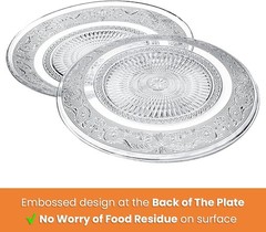 Elsjoy 6 Pack 10 Inch Large Glass Dinner Plate, Clear Round 10 inch,