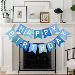 Blue Happy Birthday Banner Birthday Party Banner NO DIY Happy Birthday Sign P…