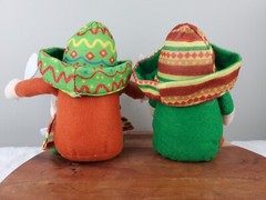 2 Dwarf Plush Faceless Doll Mexican Home Kitchen Decor Holiday Carnival Figures