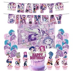 Kpop Demon Hunters Decorations Balloons Banner Table Decor Birthday Party