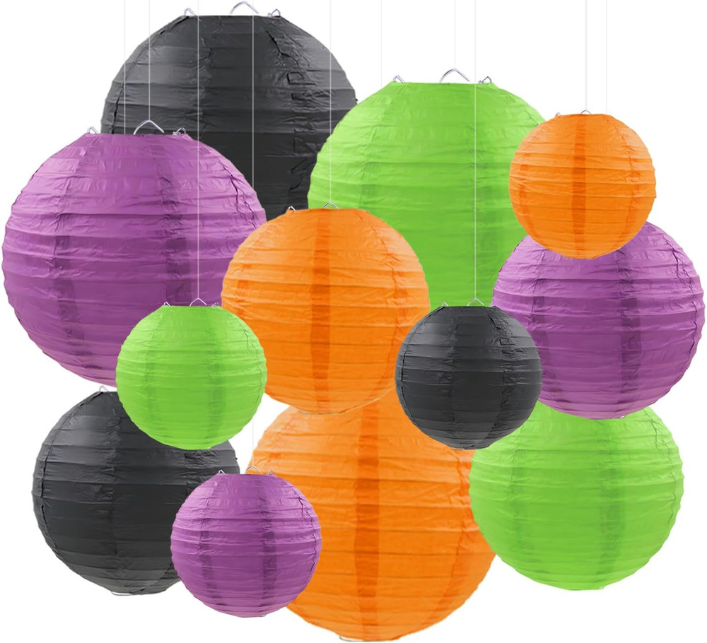 Halloween Paper Lanterns Black Purple Orange Green Halloween Party Decorations f
