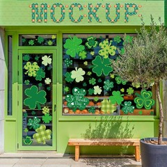 9 Sheets St. Patrick’s Day Shamrock Window Cling Stickers Window Decals Green Pa