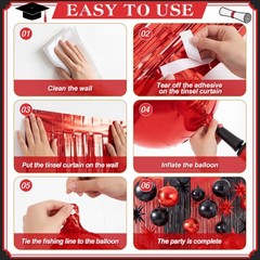25 Pcs Red and Black Party Decorations Sets 22 Inch 4D Large Stars Balloons w…