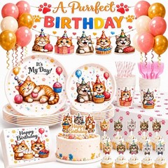 Cat Themed Birthday Decorations Set NEW